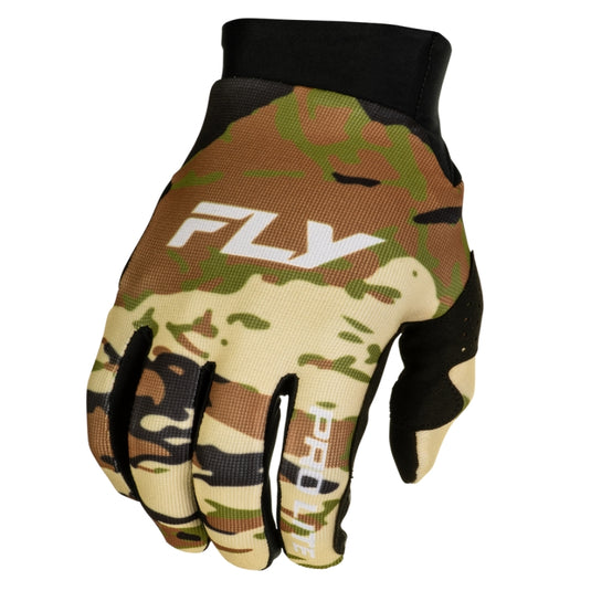 Fly Racing Pro Lite Gloves (X-Small, Black/Camo)