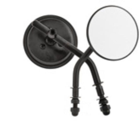 Harddrive 18-024BK Universal Round Mirror - Black - Left/Right - 3in. with 4in. Stem
