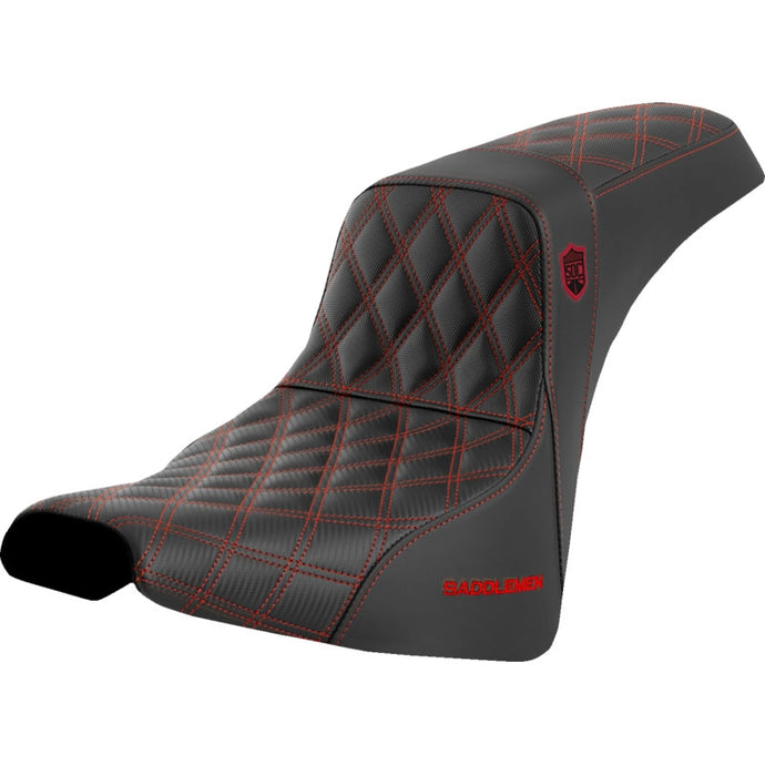 Saddlemen SC81830RED Pro Series SDC Performance Gripper Seat without Drivers Backrest - Red Stitching