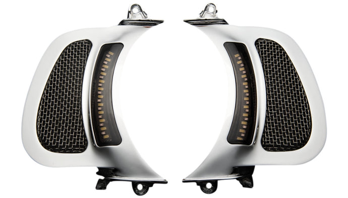 Custom Dynamics CD-RG-V-AW2-C Vent Inserts With LED Lights - Chrome with Natural Stainless Mesh