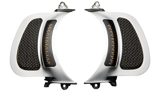 Custom Dynamics CD-RG-V-AW2-C Vent Inserts With LED Lights - Chrome with Natural Stainless Mesh