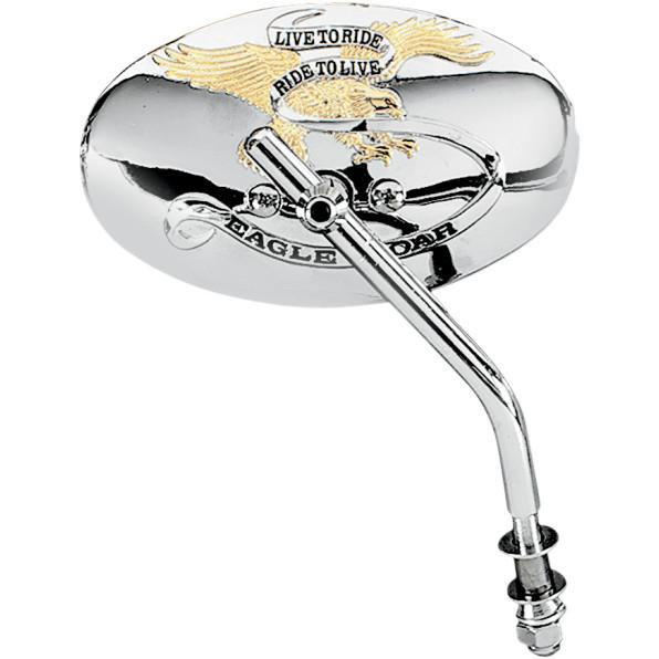 Drag Specialties DS-302054 Custom Live To Ride Oval Mirror - 6in. x 3in.