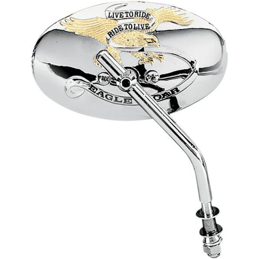Drag Specialties DS-302054 Custom Live To Ride Oval Mirror - 6in. x 3in.