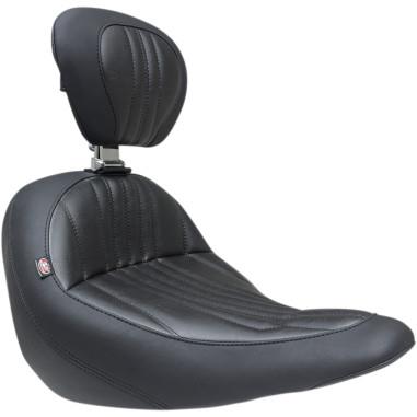 Mustang 79041 Standard Touring Seat with Backrest - Dagger Stitch - Black