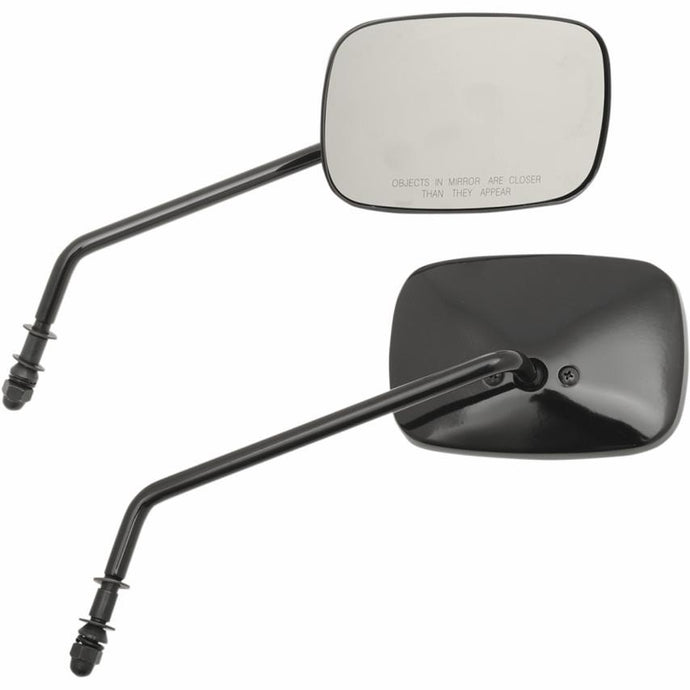 Drag Specialties 0640-0983 OEM Style Rectangular Mirrors - Long Stem - Black