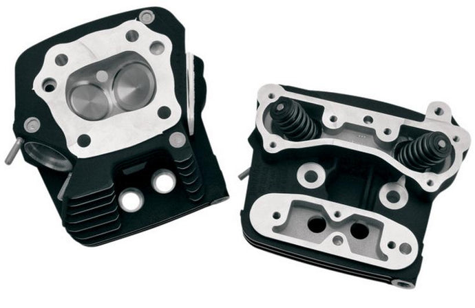 S&S Cycle 106-4570 Cylinder Heads for EVO Motors with Stock-Style Pistons - Black Powder-Coat