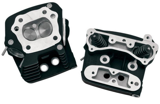 S&S Cycle 106-4570 Cylinder Heads for EVO Motors with Stock-Style Pistons - Black Powder-Coat