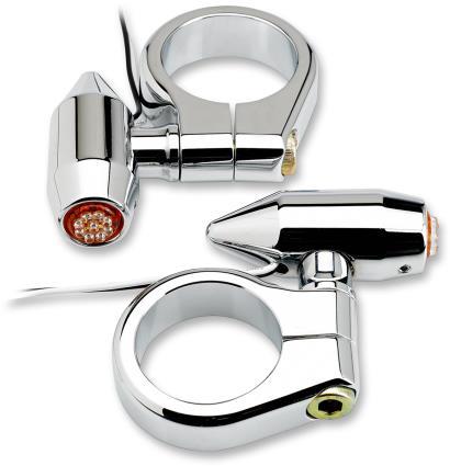 Joker Machine 05-56-RC Center Mount Vega LED Turn Signals/Marker Light - Chrome - Amber LED