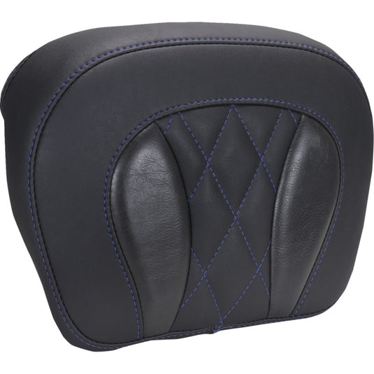 Mustang 88440SB Touring Deluxe Chopped Tour-Pak Pad - Black/Sky Blue Diamond Stitching