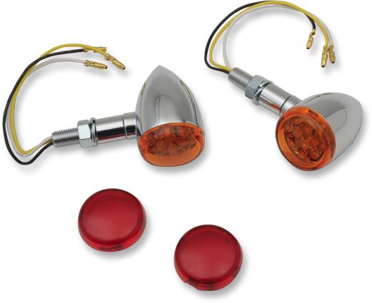 Drag Specialties 2040-1959 LED Mini Deuce Marker Lights - White LED with Red/Amber Lens - Chrome