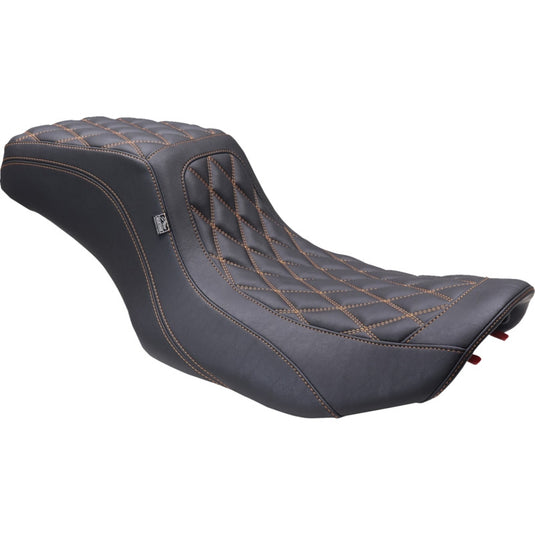 Mustang 88415MO Squareback One-Piece Seat - Double Diamond - Black/Mandarin Orange Stitching