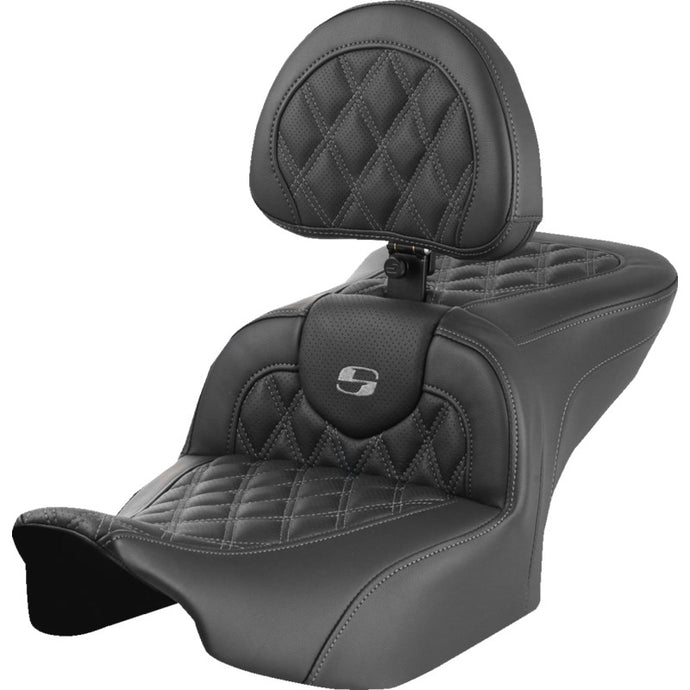 Saddlemen 823-07-182B2 Roadsofa LS Seat with Drivers Backrest - Gray Stitching