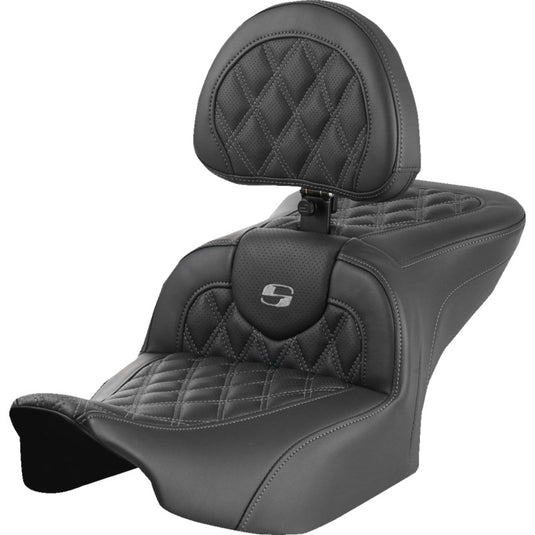 Saddlemen 823-07-182B2 Roadsofa LS Seat with Drivers Backrest - Gray Stitching
