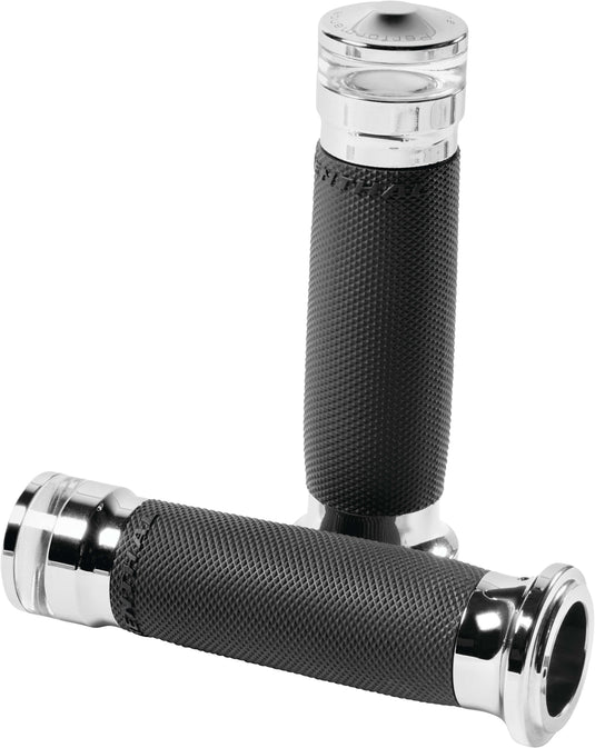 Performance Machine 0063-2101M-CH Vision Series Contour LED Turn Signal Grips with Cable Throttle - Chrome