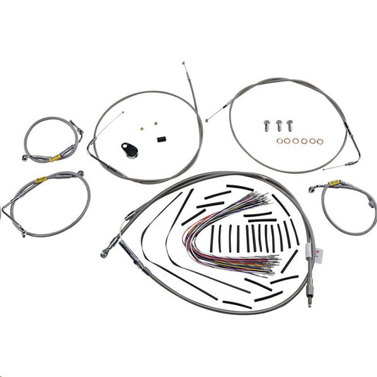 Burly Brand B30-1292 Extended Cable/Brake Line Kit for 13in. Gorilla Handlebars - Stainless Steel