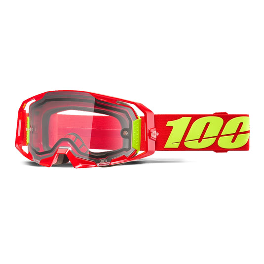 100% Armatic Enduro Goggles (One Size Fits Most, Red / Clear Lens)