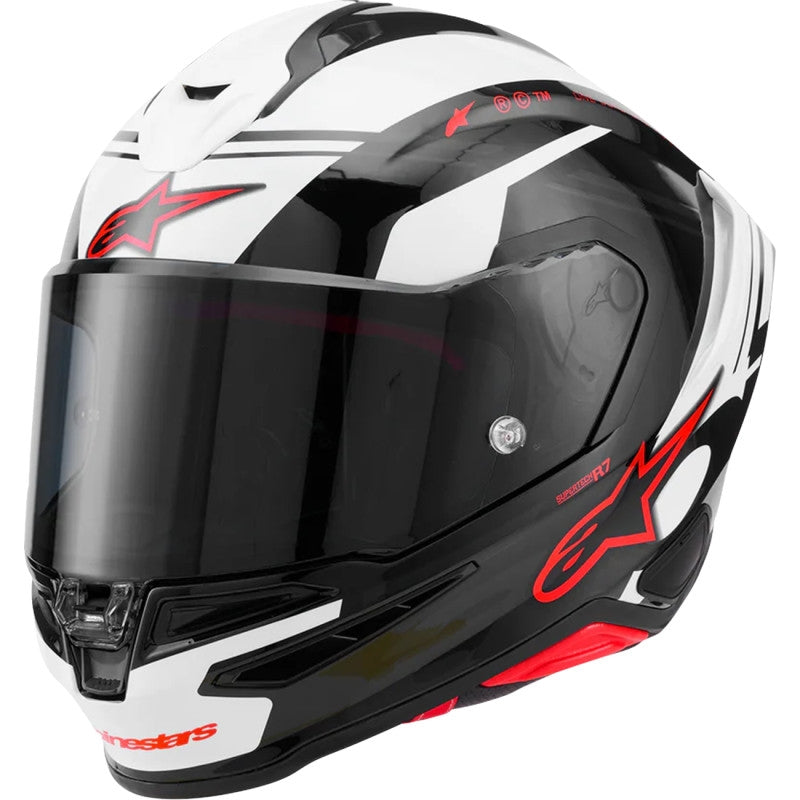 Load image into Gallery viewer, Alpinestars Supertech R7 A-Core Helmet (Medium, Gloss Black/White/Red)
