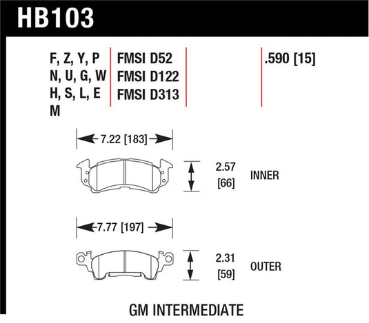Hawk Performance HB103G.590 HAWK DTC-60 Brake Pad Sets
