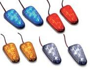 K&S Technologies 25-9701 LED Mini Triangle Marker Lights - Chrome/Red Lens