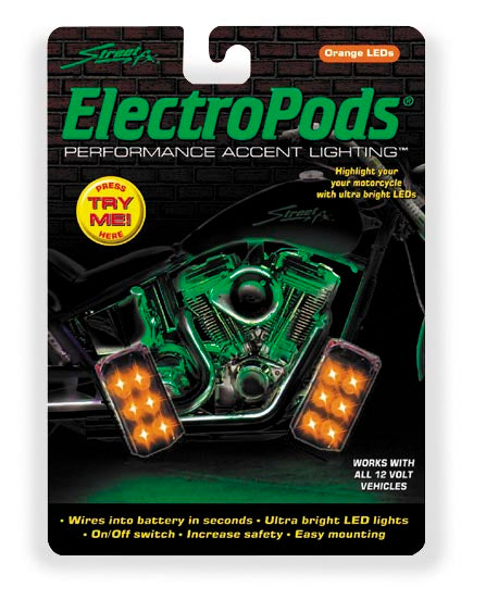 Street Fx 1041894 Electropods Rectangle Lightpods - Orange/Black