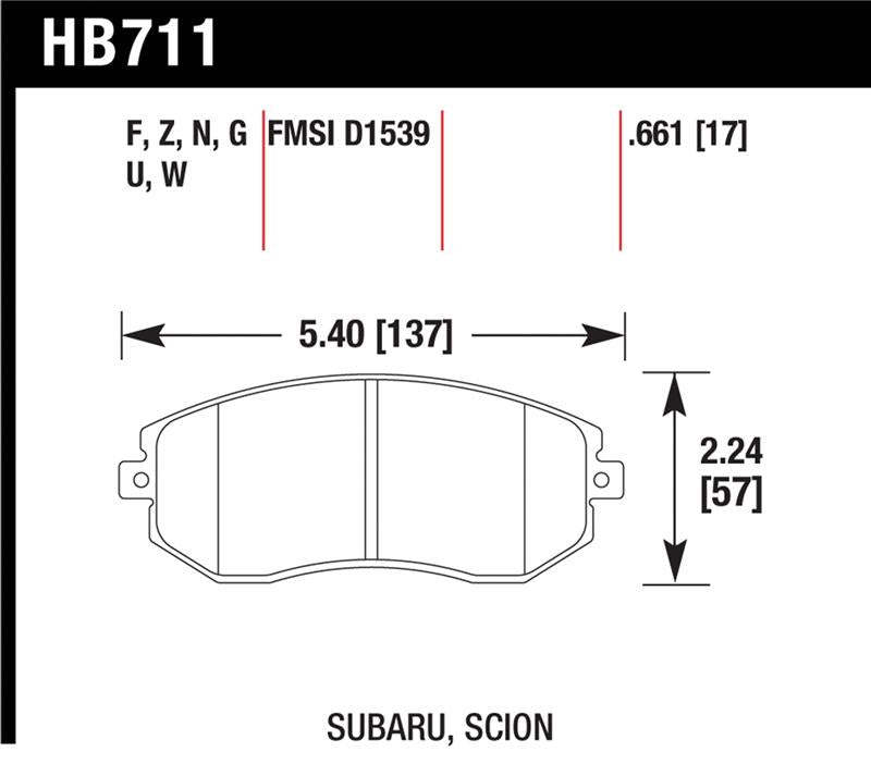 Load image into Gallery viewer, Hawk Performance HB711W.661 HAWK DTC-30 Brake Pad Sets
