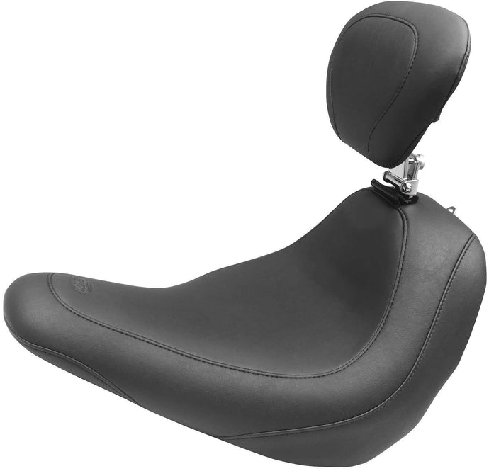 Mustang 79029 Wide Tripper Solo Seat with Driver Backrest - Smooth - Black