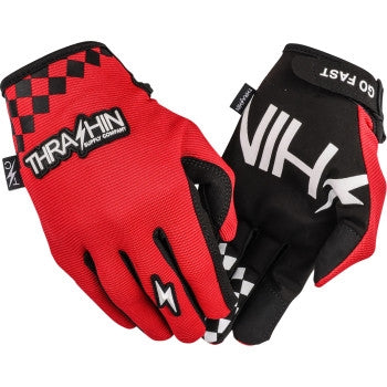 Thrashin Supply Company Go Fast Stealth Gloves (Medium, Red)