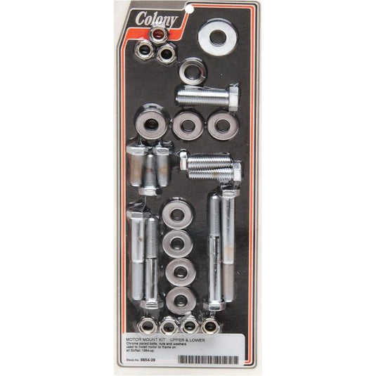 Colony 9854-28 Upper and Lower Motor Mount Chrome Hex Head Bolt Kit