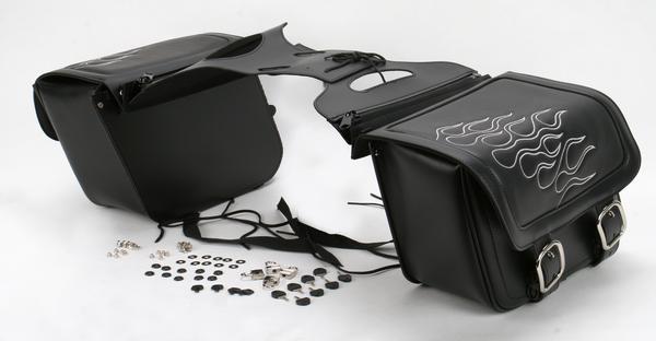 Saddlemen X021-05-0423 Highway Tattoo Saddlebag - Silver - 18in.L x 6in.W x 12in.H