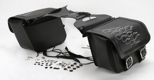 Saddlemen X021-05-0423 Highway Tattoo Saddlebag - Silver - 18in.L x 6in.W x 12in.H