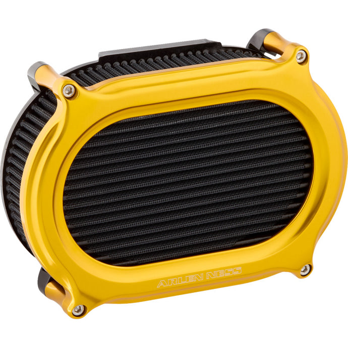 Arlen Ness 600-187 Stage II Oval Performance Air Filter Kit - Gold Anodized