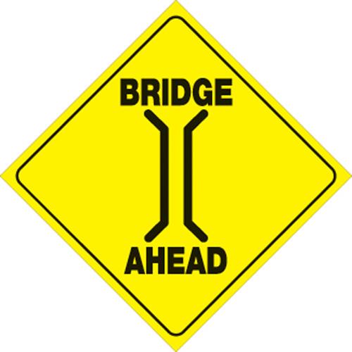 Voss 408 BRIA YR 12x12in. Reflective Trail Sign - Bridge Ahead (Yellow/Black)