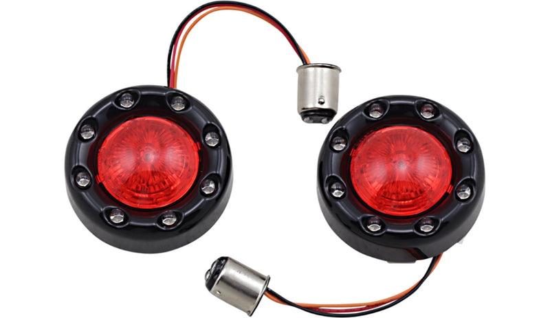 Custom Dynamics PB-BR-RR-IND-BR Probeam Bullet Ringz 1157 Rear Turn Signal - Black Bezel/Red Lens