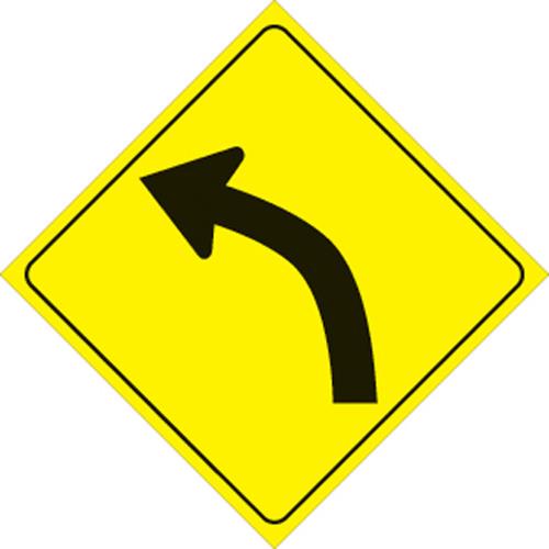 Voss 407 3UR YR 12x12in. Reflective Trail Sign - Left Curve Arrow (Yellow/Black)