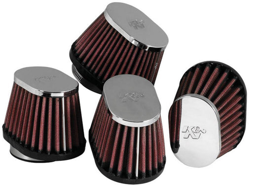 K&N Engineering RC-1824 Clamp-On Custom Oval Tapered Air Filter - Chrome End Cap