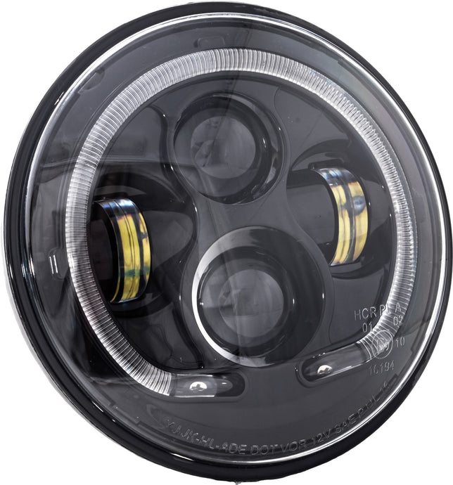 Letric Lighting Co. LLC-ILHP-7B 7in. Premium LED Headlight with Full-HALO For Indian - Black