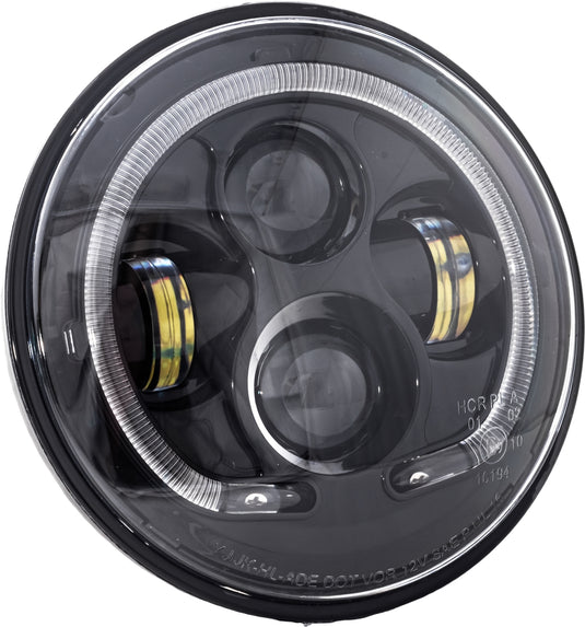 Letric Lighting Co. LLC-ILHP-7B 7in. Premium LED Headlight with Full-HALO For Indian - Black