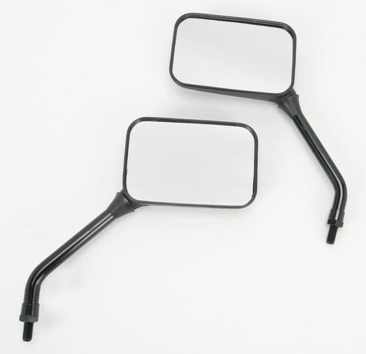 Emgo 20-78207 Universal Rectangular Mirror - GP Deluxe - Long Stem - Black - 130mm x 85mm - 10mm Thread - Both