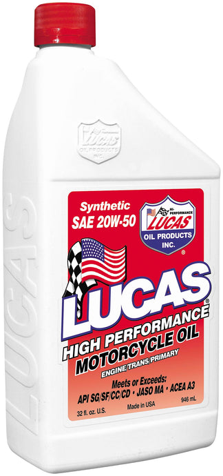 Lucas Oil 10702 High Performance Synthetic Oil - 20W50 - 1qt.