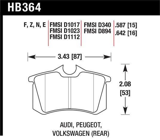 Hawk Performance HB364N.587 HAWK HP+ Brake Pad Sets