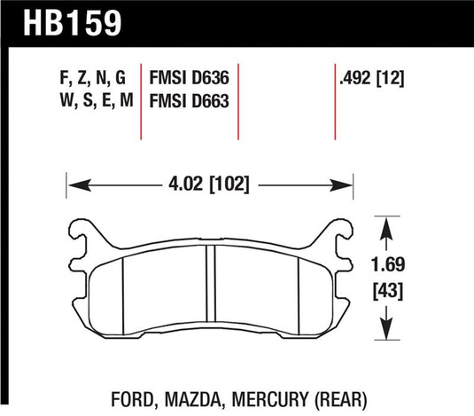 Hawk Performance HB159F.492 HAWK HPS Brake Pad Sets