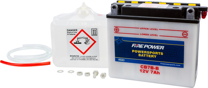 Fire Power CB7B-B Conventional 12V Heavy Duty Battery With Acid Pack