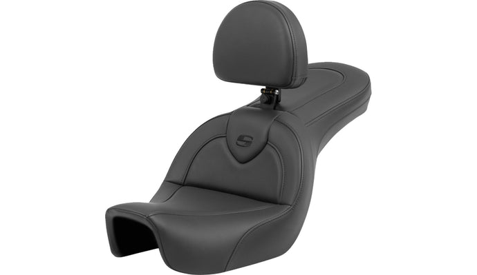 Saddlemen 806-04-187BR Roadsofa Seat - with Backrest - Black/Black Stitching