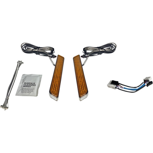Custom Dynamics CD-FORK-HD-AC LED Front Fork Lightz - Amber Lens/Chrome Finish