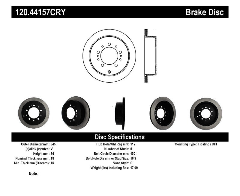 Load image into Gallery viewer, Stoptech 120.44157CRY ST Premium Carbon Brake Rotors
