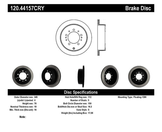 Stoptech 120.44157CRY ST Premium Carbon Brake Rotors