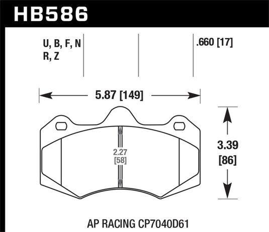 Hawk Performance HB586U.660 HAWK DTC-70 Brake Pad Sets
