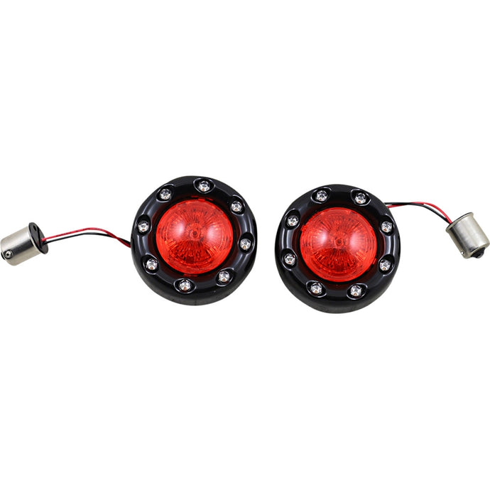 Custom Dynamics PB-BR-RR 56-BR ProBeam Bullet Ringz Rear Turn Signal Inserts - Gloss Black, Red Lens