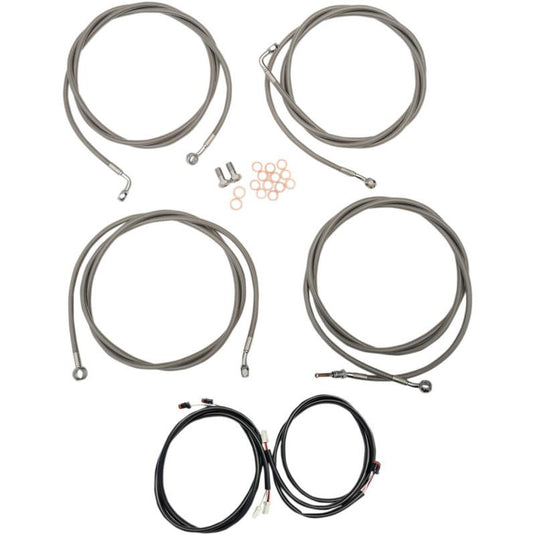 La Choppers LA-8054KT3-08 Complete Handlebar Cable/Brake & Clutch Line/Wire Kit - Stainless Braided