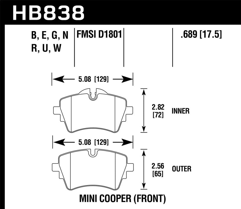 Load image into Gallery viewer, Hawk Performance HB838B.689 HAWK HPS 5.0 Brake Pad Sets
